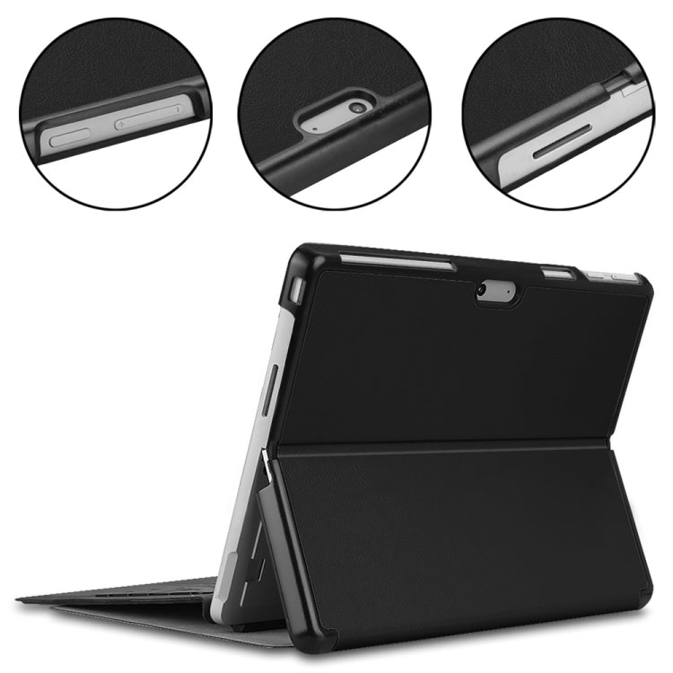 For Microsoft Surface Pro 9 JUNSUNMAY Custer Solid Color 3-Fold Stand Leather Tablet Case(Black)