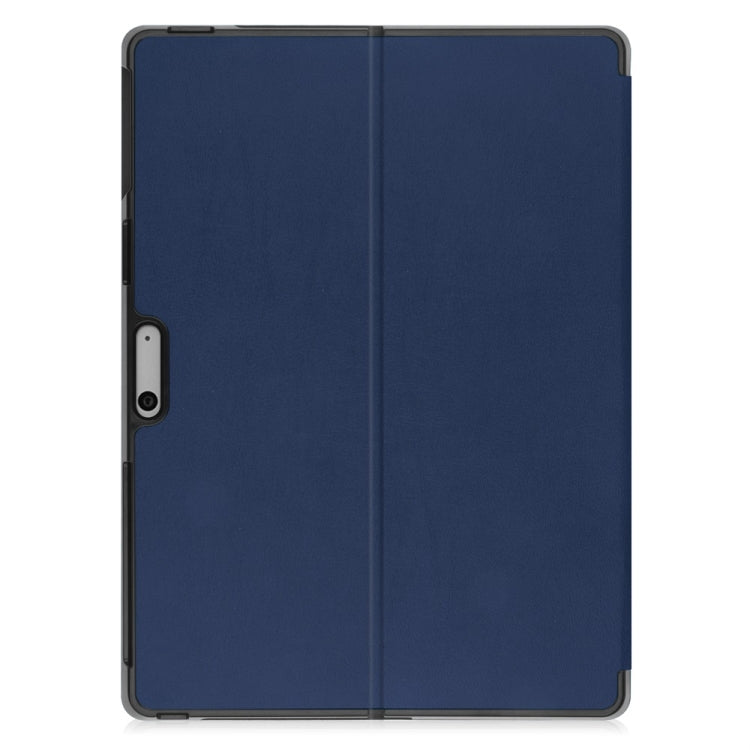 For Microsoft Surface Pro 9 JUNSUNMAY Custer Solid Color 3-Fold Stand Leather Tablet Case(Dark Blue)