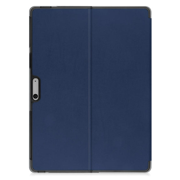 For Microsoft Surface Pro 9 JUNSUNMAY Custer Solid Color 3-Fold Stand Leather Tablet Case(Dark Blue)