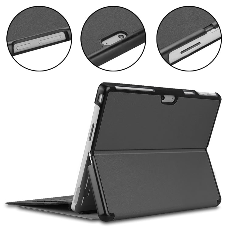 For Microsoft Surface Pro 9 JUNSUNMAY Custer Solid Color 3-Fold Stand Leather Tablet Case(Grey)