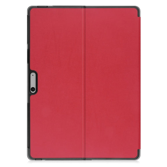 For Microsoft Surface Pro 9 JUNSUNMAY Custer Solid Color 3-Fold Stand Leather Tablet Case(Red)