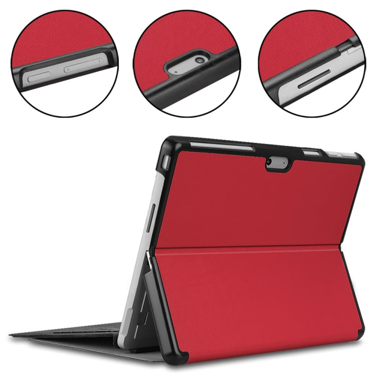 For Microsoft Surface Pro 9 JUNSUNMAY Custer Solid Color 3-Fold Stand Leather Tablet Case(Red)