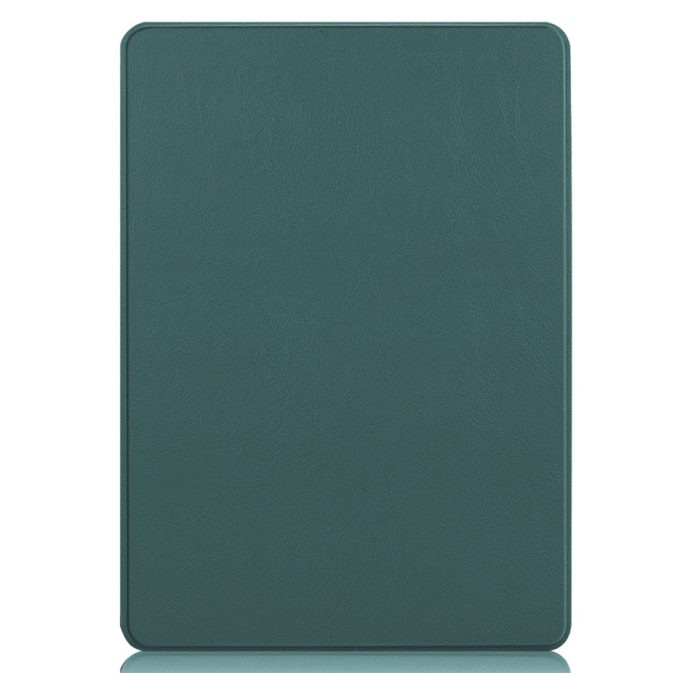 For Microsoft Surface Pro 9 JUNSUNMAY Custer Solid Color 3-Fold Stand Leather Tablet Case(Dark Green)