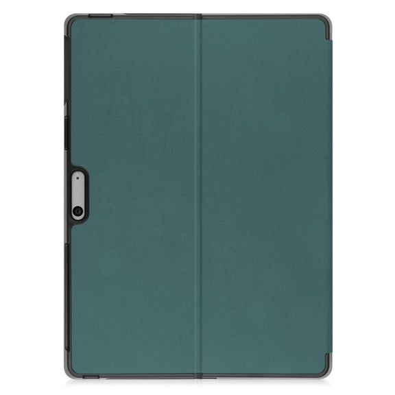 For Microsoft Surface Pro 9 JUNSUNMAY Custer Solid Color 3-Fold Stand Leather Tablet Case(Dark Green)
