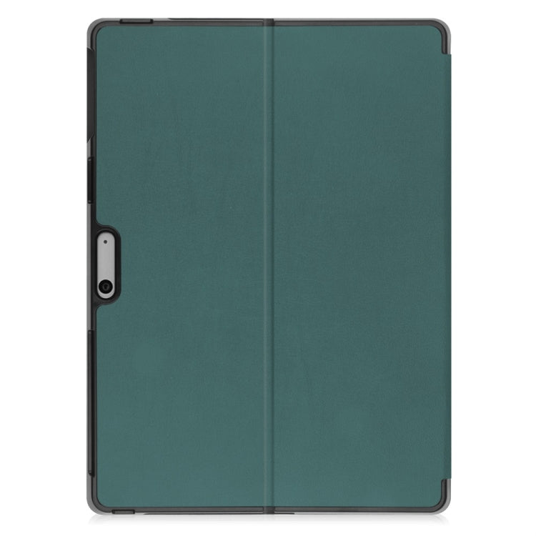 For Microsoft Surface Pro 9 JUNSUNMAY Custer Solid Color 3-Fold Stand Leather Tablet Case(Dark Green)