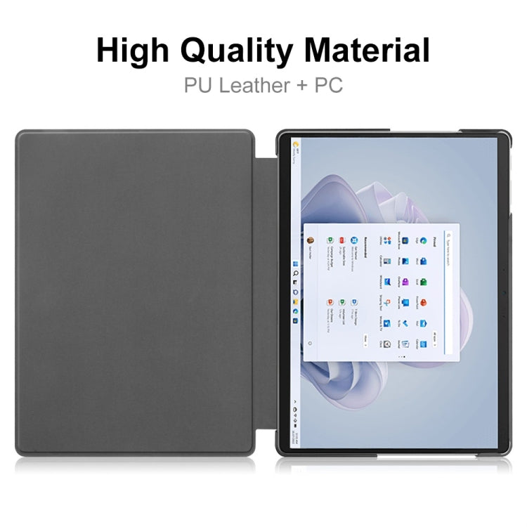 For Microsoft Surface Pro 9 JUNSUNMAY Custer Solid Color 3-Fold Stand Leather Tablet Case(Dark Green)
