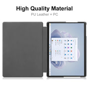For Microsoft Surface Pro 9 JUNSUNMAY Custer Solid Color 3-Fold Stand Leather Tablet Case(Dark Green)