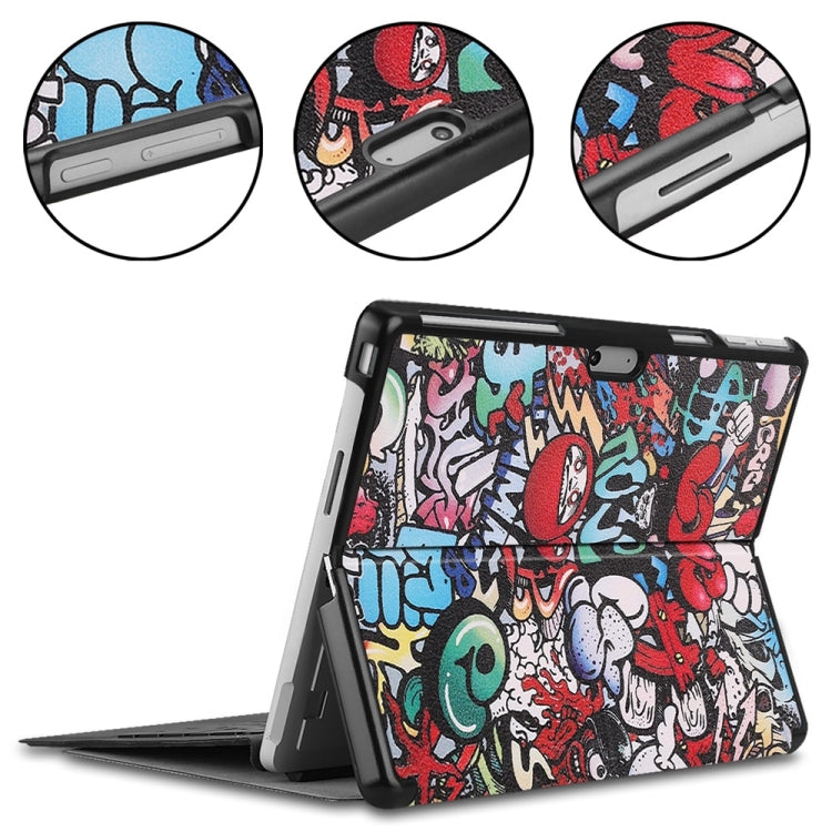 For Microsoft Surface Pro 9 JUNSUNMAY Custer Painted Stand Leather Tablet Case(Graffiti)