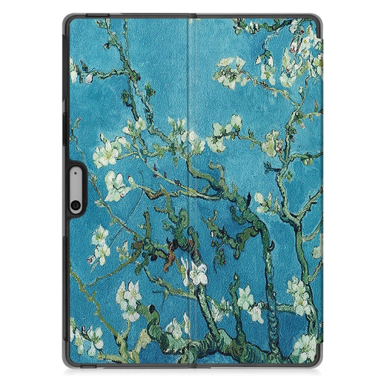 For Microsoft Surface Pro 9 JUNSUNMAY Custer Painted 3-Fold Stand Leather Tablet Case(Apricot Flower)
