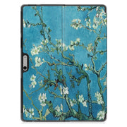 For Microsoft Surface Pro 9 JUNSUNMAY Custer Painted 3-Fold Stand Leather Tablet Case(Apricot Flower)