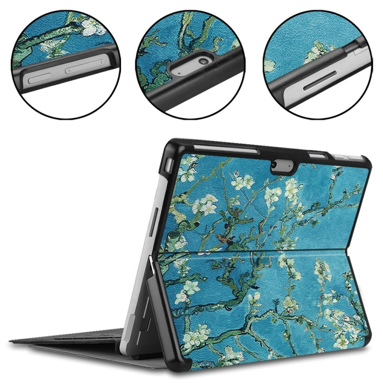 For Microsoft Surface Pro 9 JUNSUNMAY Custer Painted 3-Fold Stand Leather Tablet Case(Apricot Flower)