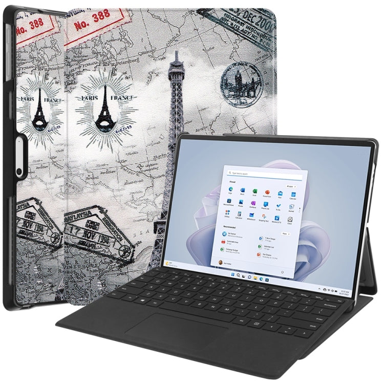 For Microsoft Surface Pro 9 / 10 / 11 JUNSUNMAY Custer Painted Stand Leather Tablet Case(Retro Tower)