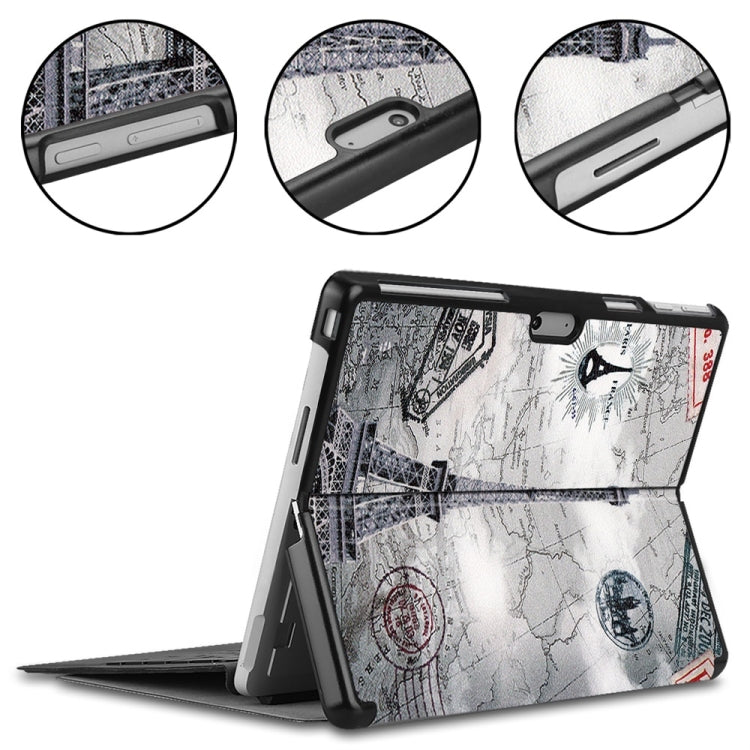For Microsoft Surface Pro 9 / 10 / 11 JUNSUNMAY Custer Painted Stand Leather Tablet Case(Retro Tower)