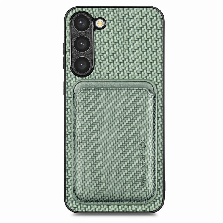 For Samsung Galaxy S23 5G Carbon Fiber Leather Card Magsafe Case(Green)