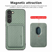 For Samsung Galaxy S23+ 5G Carbon Fiber Leather Card Magsafe Case(Green)