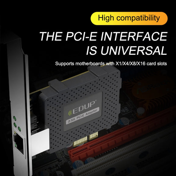 EDUP EP-9635C 2.5Gbps Gigabit Game Wired Network Card 2500M High Speed Internet Port Expansion Desktop PC Adaptive Ethernet Network Adapter