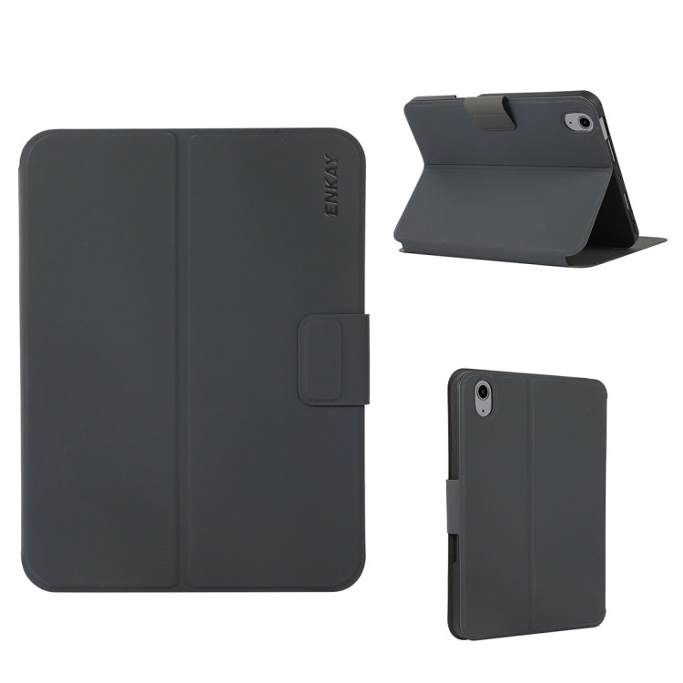 For iPad 2025 / 2022 ENKAY TPU Back Cover Smart Leather Tablet Case with Pen Slot & Holder(Black)