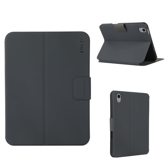 For iPad 2025 / 2022 ENKAY TPU Back Cover Smart Leather Tablet Case with Pen Slot & Holder(Black)