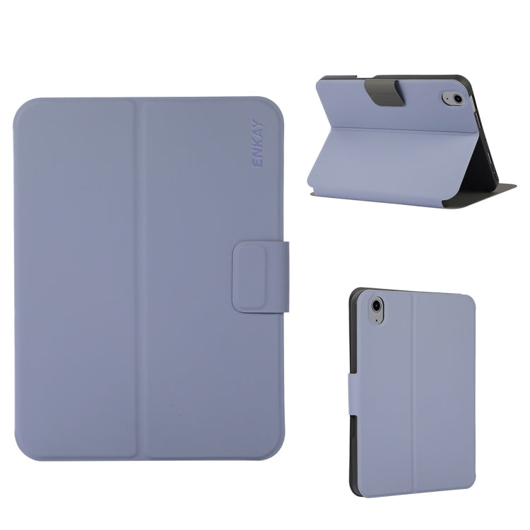 For iPad 2025 / 2022 ENKAY TPU Back Cover Smart Leather Tablet Case with Pen Slot & Holder(Purple)
