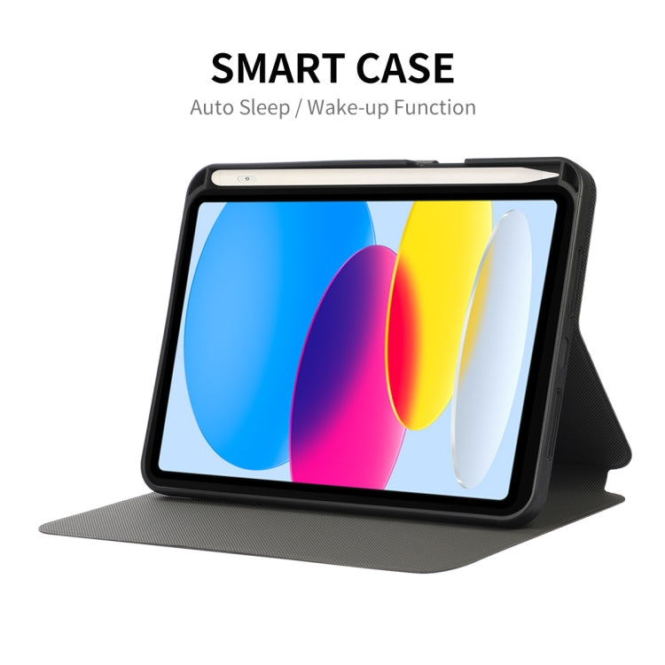 For iPad 2025 / 2022 ENKAY TPU Back Cover Smart Leather Tablet Case with Pen Slot & Holder(Black)