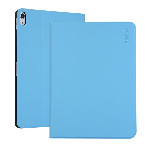 For iPad 2025 / 2022 ENKAY PC Back Cover Smart Leather Tablet Case with Pen Slot & Holder(Light Blue)