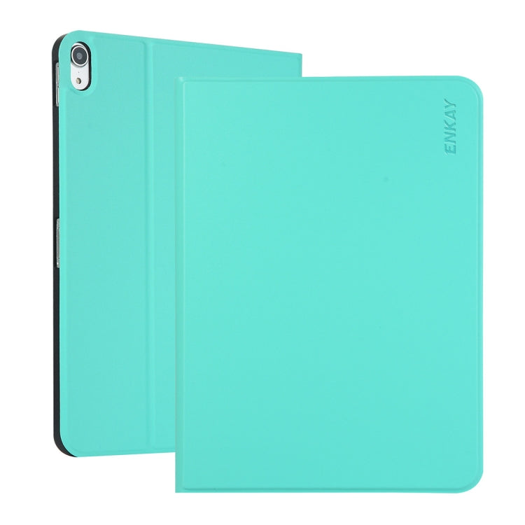 For iPad 2025 / 2022 ENKAY PC Back Cover Smart Leather Tablet Case with Pen Slot & Holder(Cyan)