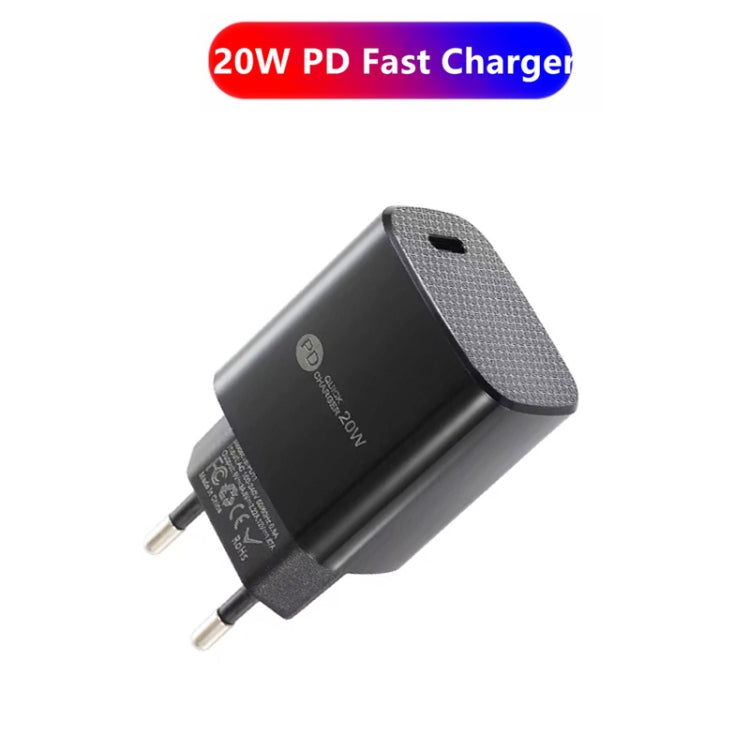 PD11 Mini Single Port PD3.0 USB-C / Type-C 20W Fast Charger for iPhone / iPad Series, EU Plug(Black)