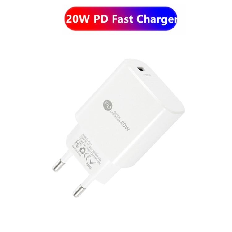 PD11 Mini Single Port PD3.0 USB-C / Type-C 20W Fast Charger for iPhone / iPad Series, EU Plug(White)