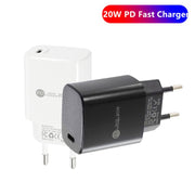 PD11 Mini Single Port PD3.0 USB-C / Type-C 20W Fast Charger for iPhone / iPad Series, EU Plug(Black)