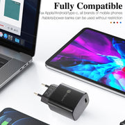 PD11 Mini Single Port PD3.0 USB-C / Type-C 20W Fast Charger for iPhone / iPad Series, EU Plug(Black)