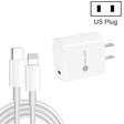 PD11 Single PD3.0 USB-C / Type-C 20W Fast Charger with 1m Type-C to 8 Pin Data Cable, US Plug(White) - USB Charger by PMC TechLife | Online Shopping South Africa | PMC TechLife | Buy Now Pay Later Mobicred