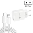 PD11 Single PD3.0 USB-C / Type-C 20W Fast Charger with 1m Type-C to 8 Pin Data Cable, EU Plug(White) - USB Charger by PMC TechLife | Online Shopping South Africa | PMC TechLife | Buy Now Pay Later Mobicred
