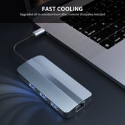 JUNSUNMAY 6 in 1 Type-C to 4K HDMI + 1000M RJ45 Ethernet Hub Docking Station Adapter