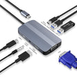 JUNSUNMAY 7 in 1 Type-C to 4K HDMI + VGA + 3.5mm Audio Docking Station Adapter PD Quick Charge Hub - free shipping - PMC TechLife - Order now!