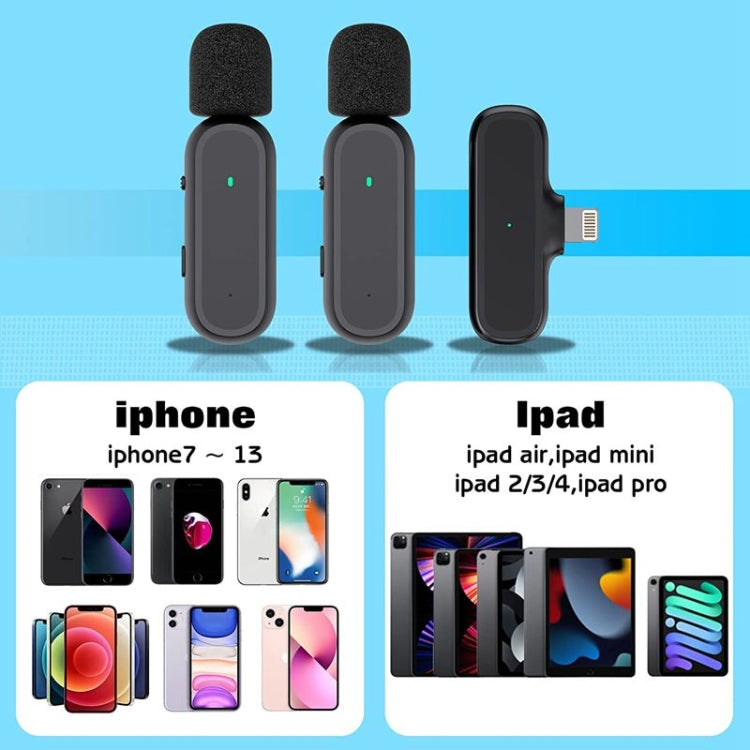 One by Two Wireless Lavalier Microphone Wireless Noise Reduction Microphone with Charging Case, Port: 8 Pin
