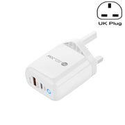 PD04 PD20W Type-C + QC18W USB Mobile Phone Charger with LED Indicator, UK Plug(White)