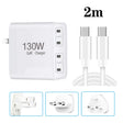 130W USB-C/Type-C Four Port GaN Charger with 2m USB-C/Type-C to USB-C/Type-C Data Cable Set EU / UK / AU / US Plug - Cable & Adapter by PMC Jewellery | Online Shopping South Africa | PMC Jewellery | Buy Now Pay Later Mobicred