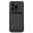 For vivo Y35 Carbon Fiber Leather Card Magsafe Case(Black) - vivo Cases by PMC TechLife | Online Shopping South Africa | PMC TechLife