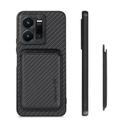 For vivo Y35 Carbon Fiber Leather Card Magsafe Case(Black)