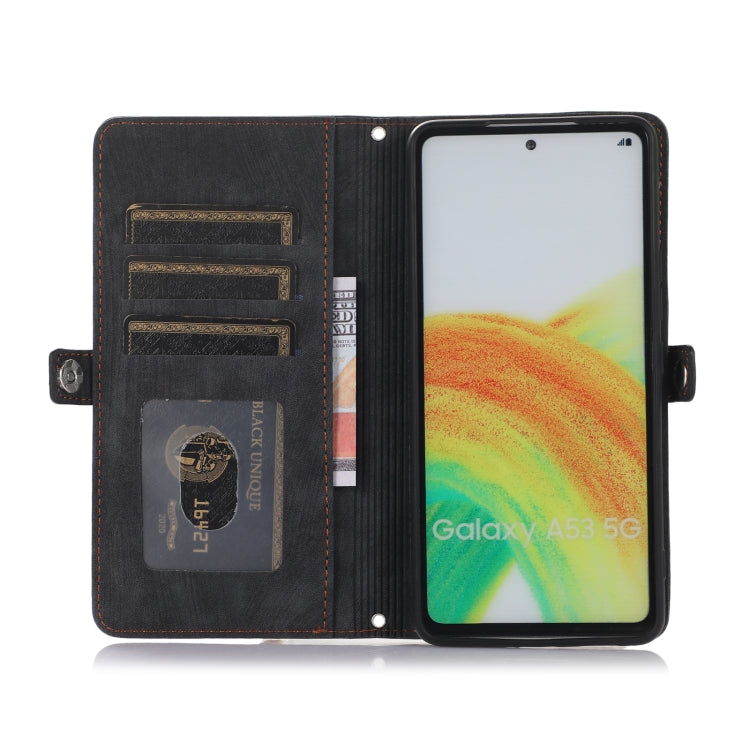 For Samsung Galaxy A23 Zipper Card Slot Buckle Wallet Leather Phone Case(Black)