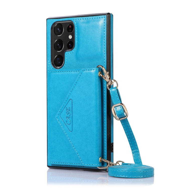 For Samsung Galaxy S23 Ultra 5G Cross-body Wallet Card Bag Leather Phone Case(Blue)