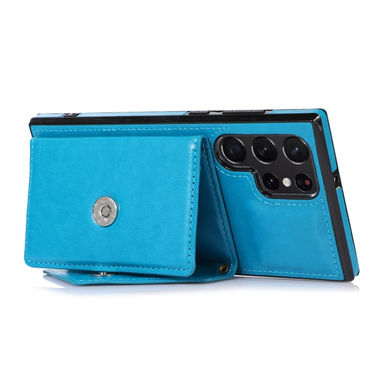 For Samsung Galaxy S23 Ultra 5G Cross-body Wallet Card Bag Leather Phone Case(Blue)