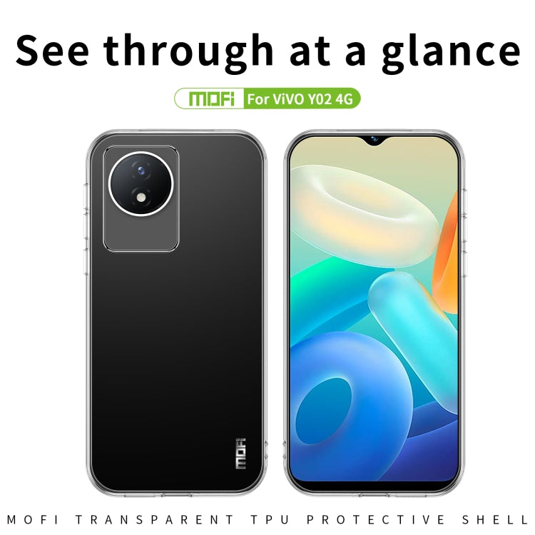 For vivo Y02 4G MOFI Ming Series Ultra-thin TPU Phone Case(Transparent)