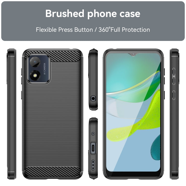 For Motorola Moto E13 Brushed Texture Carbon Fiber TPU Phone Case(Black)