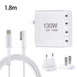 GaN 130W 4-Port USB-C PD65W / PD30W Multi Port Type-C Charger with  1.8m Type-C to MagSafe 1 / L Header Data Cable US / EU Plug - Cable & Adapter by PMC Jewellery | Online Shopping South Africa | PMC Jewellery | Buy Now Pay Later Mobicred