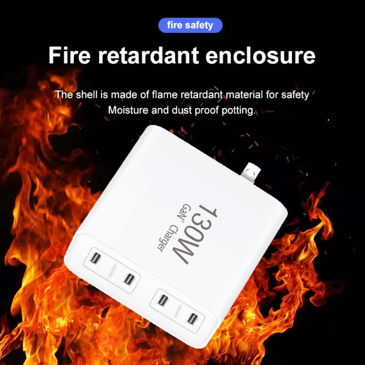 GaN 130W 4-Port USB-C PD65W / PD30W Multi Port Type-C Charger with  1.8m Type-C to MagSafe 1 / L Header Data Cable US / EU Plug