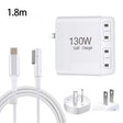 GaN 130W 4-Port USB-C PD65W / PD30W Multi Port Type-C Charger with  1.8m Type-C to MagSafe 1 / L Header Data Cable US / AU Plug - Cable & Adapter by PMC Jewellery | Online Shopping South Africa | PMC Jewellery | Buy Now Pay Later Mobicred