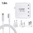 GaN 130W 4-Port USB-C PD65W / PD30W Multi Port Type-C Charger with  1.8m Type-C to MagSafe 1 / L Header Data Cable US / EU / UK Plug - Cable & Adapter by PMC Jewellery | Online Shopping South Africa | PMC Jewellery | Buy Now Pay Later Mobicred