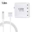 GaN 130W 4-Port USB-C PD65W / PD30W Multi Port Type-C Charger with  1.8m Type-C to MagSafe 2 / T Header Data Cable US Plug - Cable & Adapter by PMC Jewellery | Online Shopping South Africa | PMC Jewellery | Buy Now Pay Later Mobicred