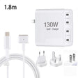 GaN 130W 4-Port USB-C PD65W / PD30W Multi Port Type-C Charger with  1.8m Type-C to MagSafe 2 / T Header Data Cable US / EU / UK Plug - Cable & Adapter by PMC Jewellery | Online Shopping South Africa | PMC Jewellery | Buy Now Pay Later Mobicred